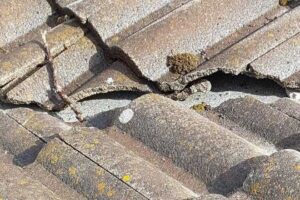 Broken roof tiles